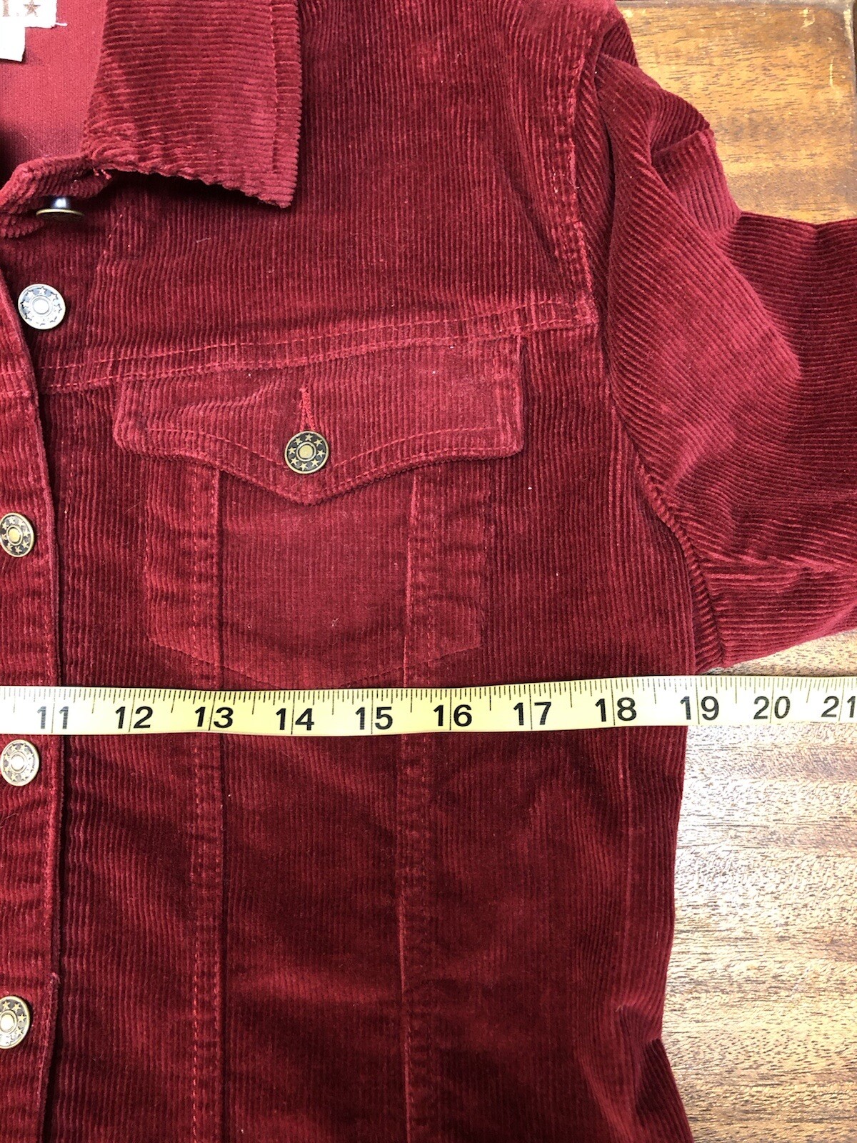 AMI, Woman’s, Jacket, Red, Corduroy, Buttons Up, 2 External Pockets, Size S.: