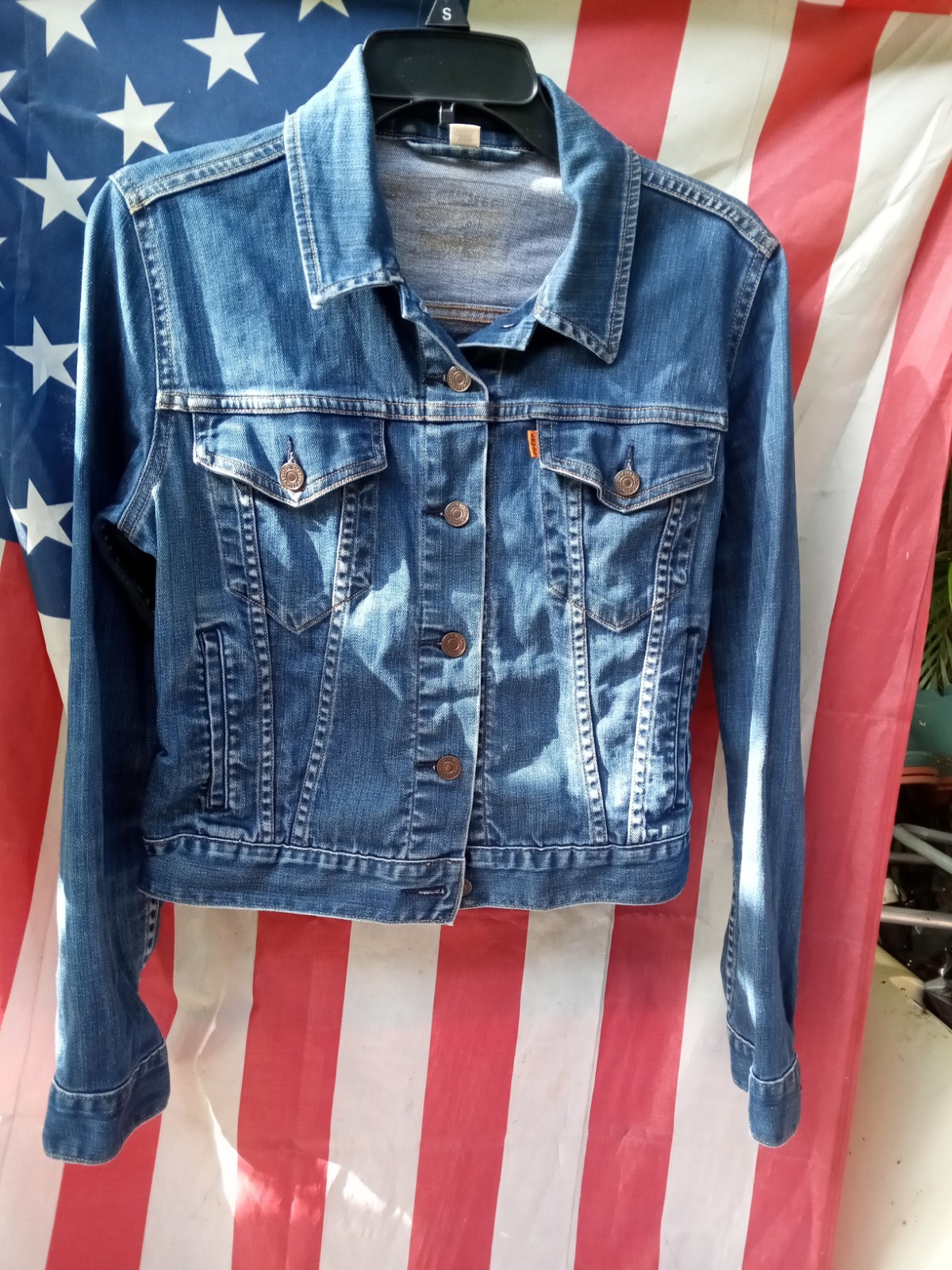 Levis Jacket M Orange Tab Not Rare Blue Jeans Cotton With UPC