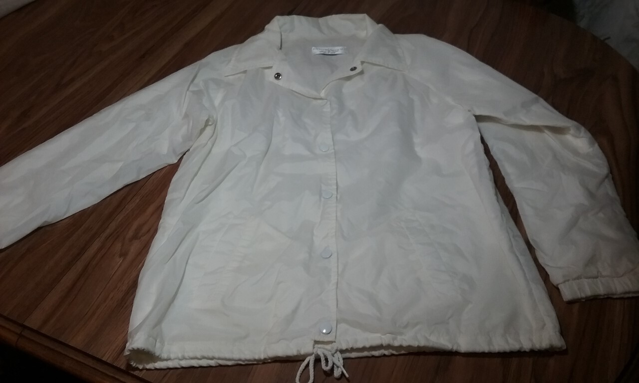VTG Current Seen Jacket White Waterproof Snap Up Women’s Size L Made In Egypt