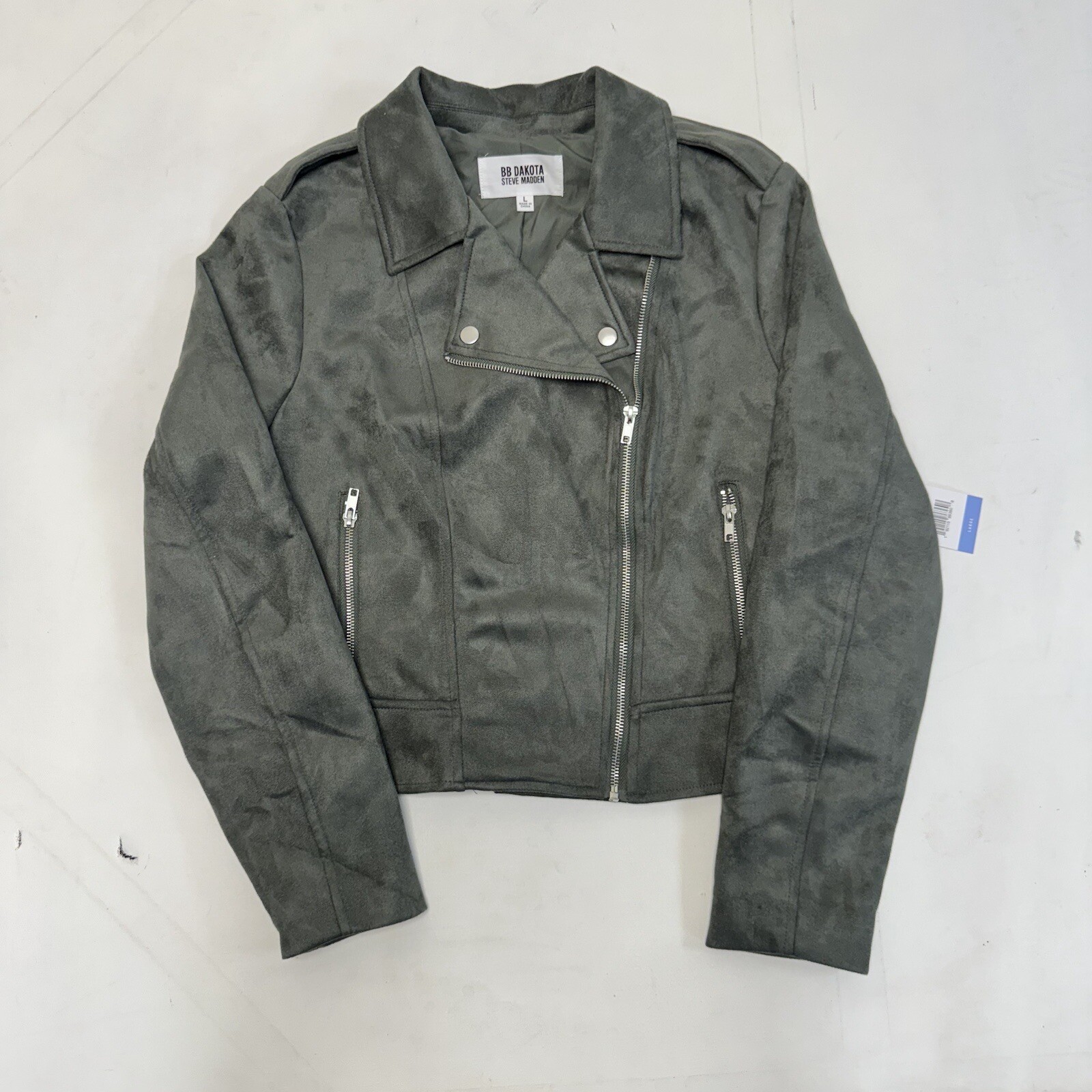 Steve Madden BB Dakota Vegan Suede Moto Jacket Size Large NEW $99 MSRP