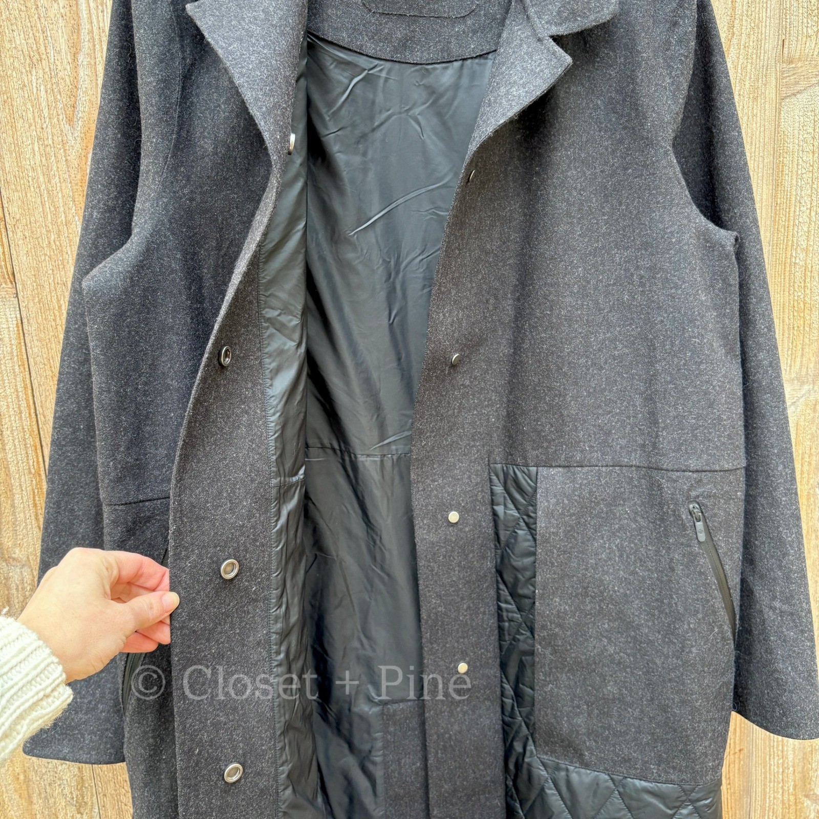 Lululemon Roam Far Wool Coat Heathered Black Size 12 Wool Blend