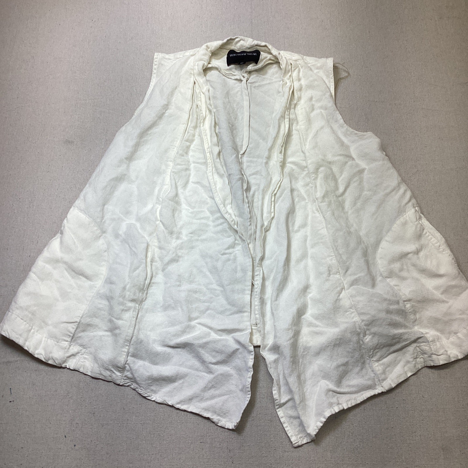 WhoWhatWear Vest Women’s M Sleeveless Open Front Linen Blend w/pocket No Belt