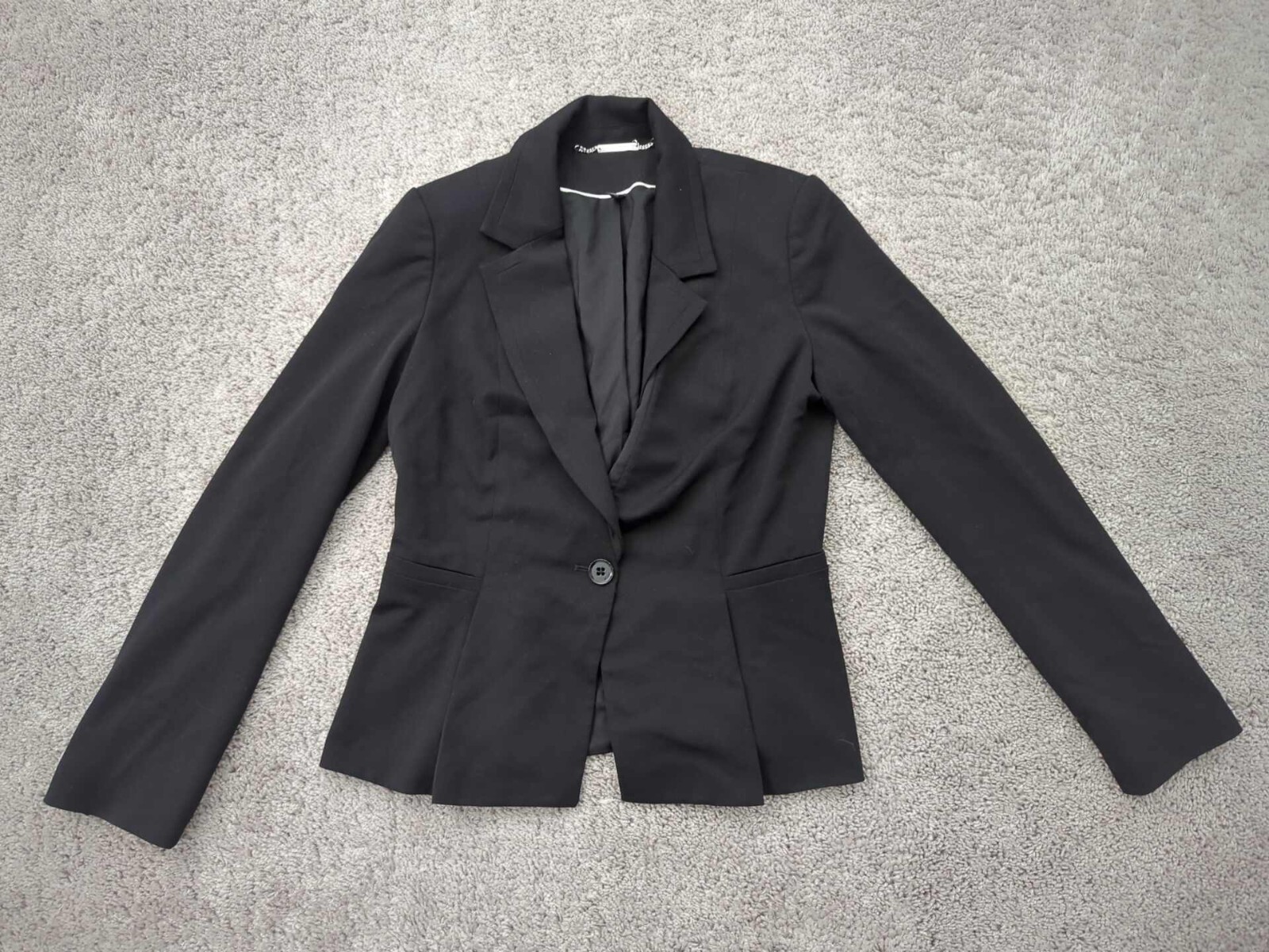 White House Black Market Coat Womens 4 Black Blazer One Button Pleated Office