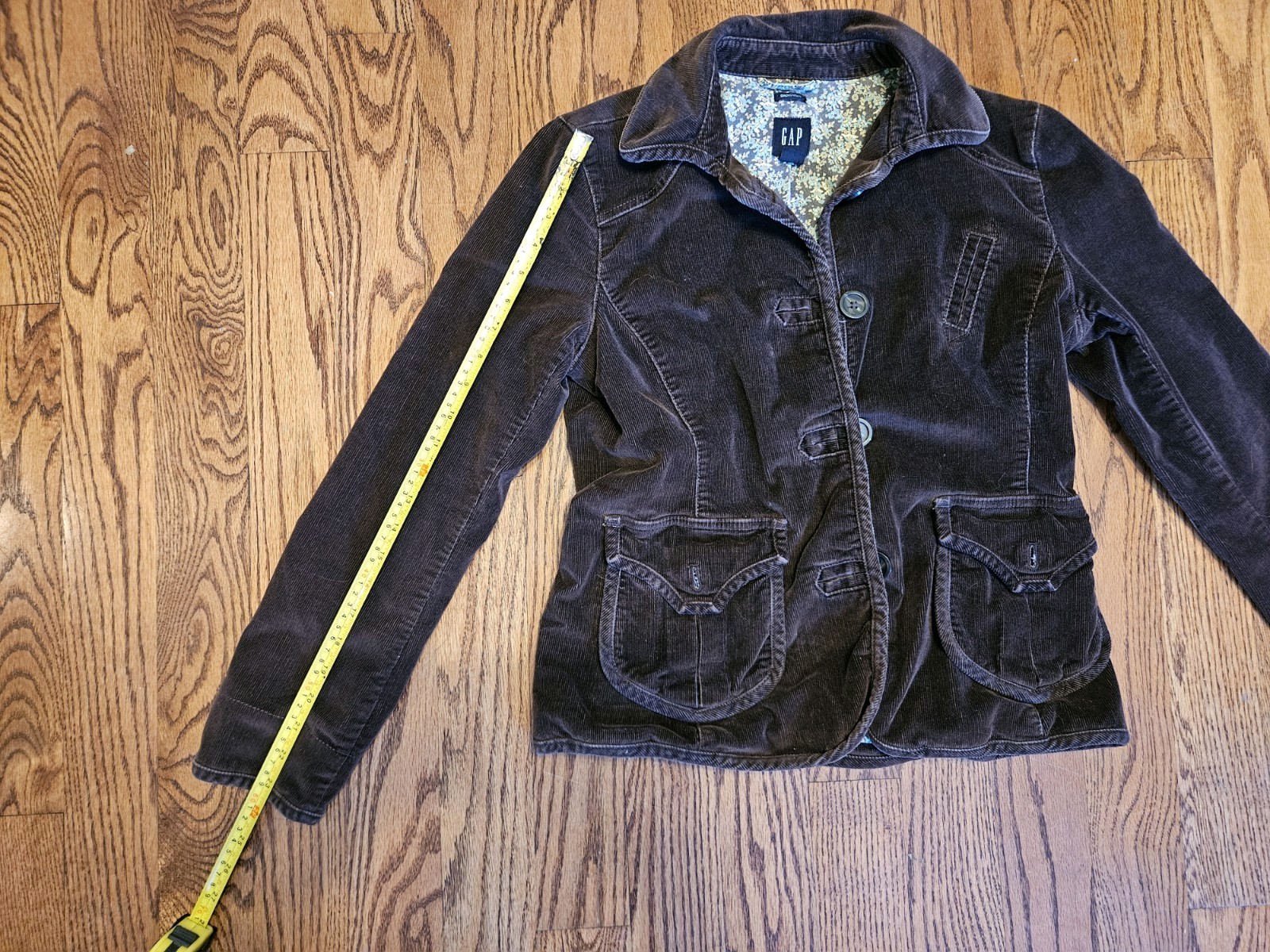 GAP Brown Cotton Corduroy Button Front Blazer Jacket Pockets Collared Womens 8