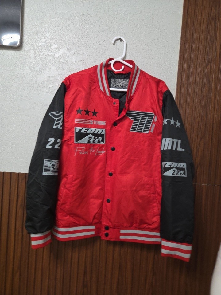 Brooklyn Cloth Racing Team Bomber Jacket – Red/Black Varsity Pit Crew Style