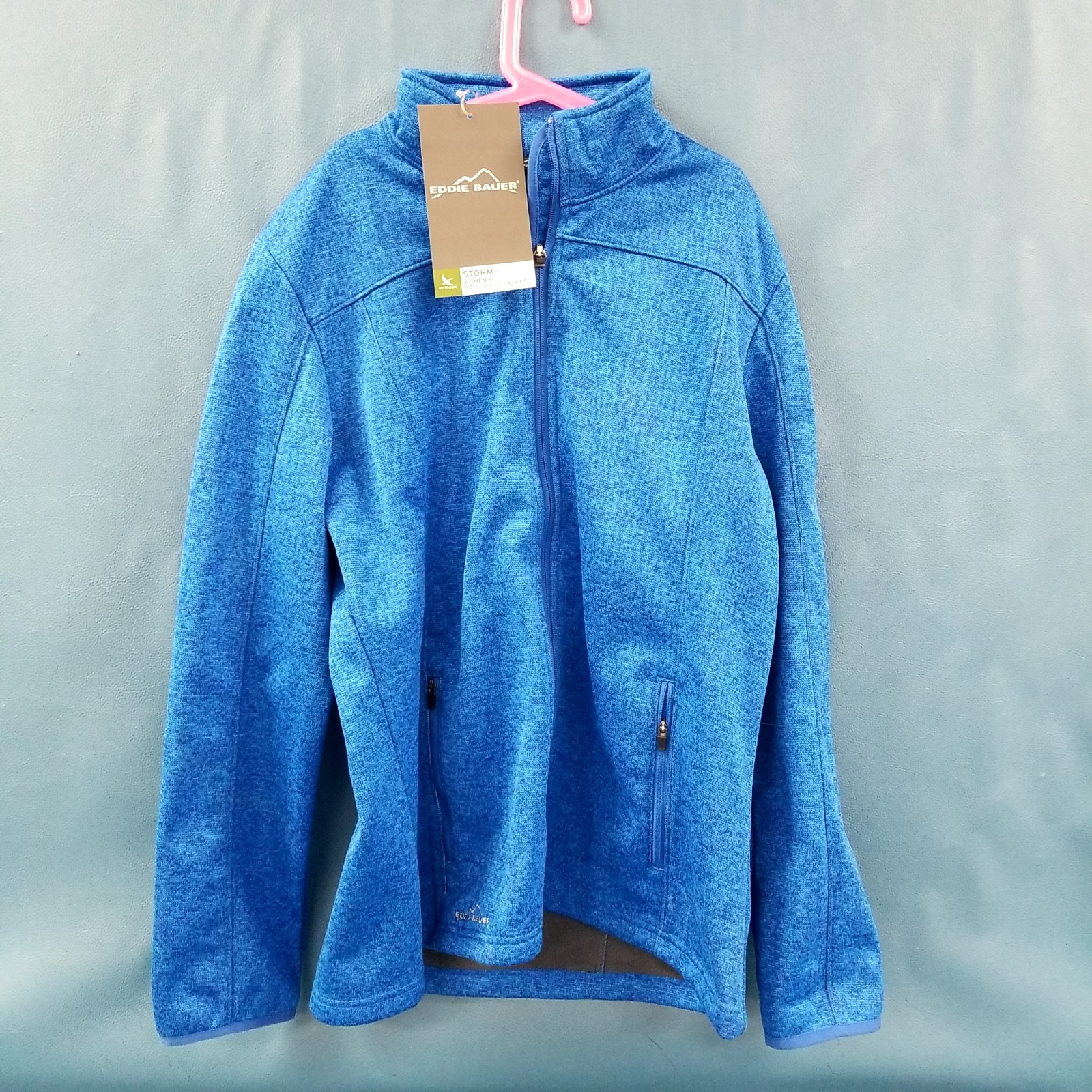 NWT Eddie Bauer Blue Storm Repel Embroidered Soft Shell Jacket Women’s Sz L
