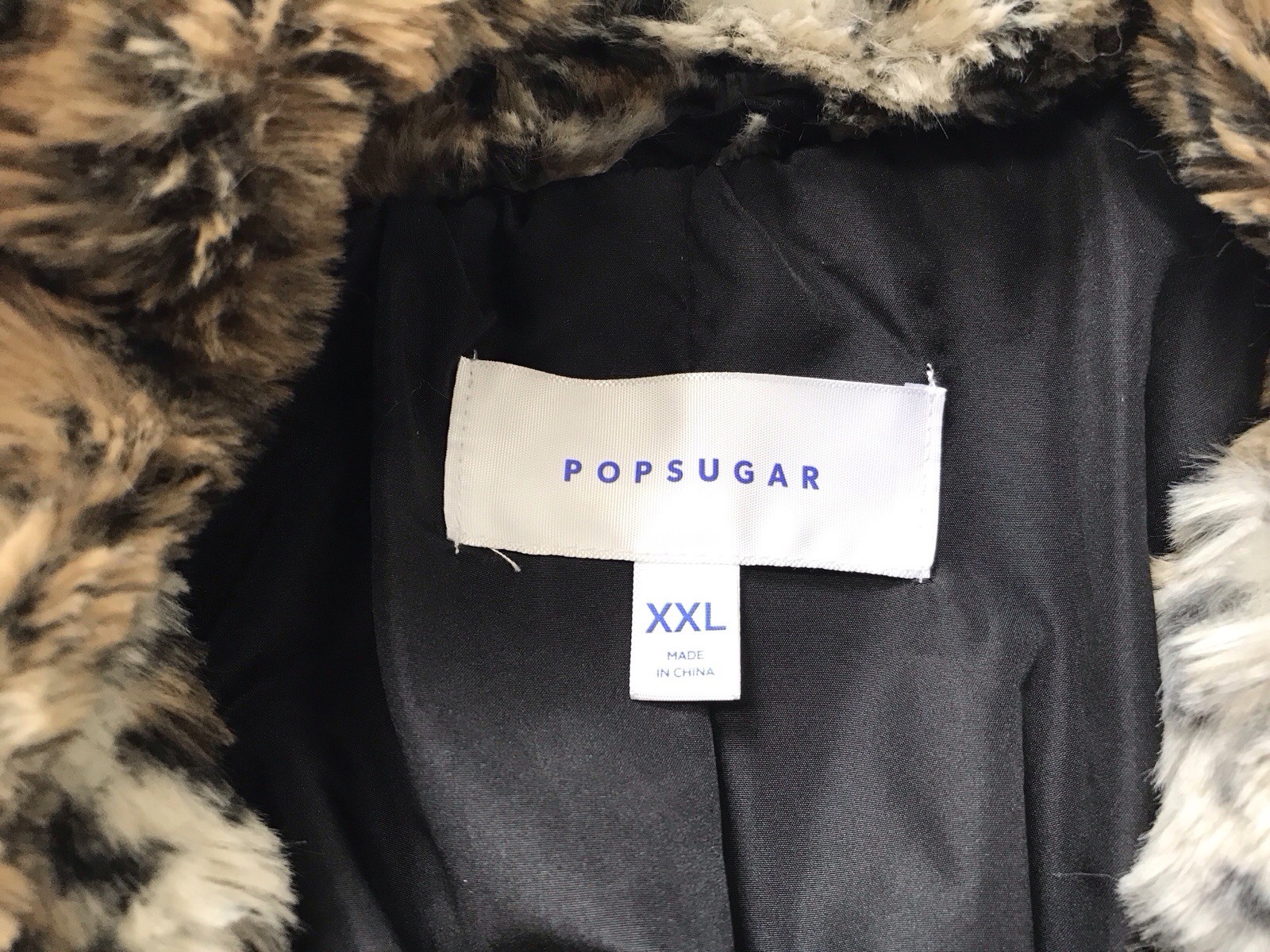 Popsugar Faux Leopard Fur Woman’s Jacket. XXL