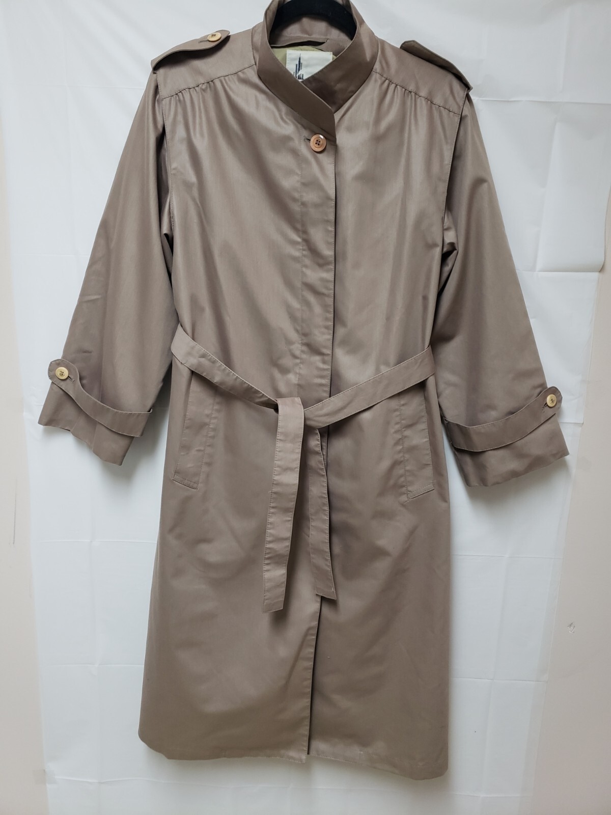 VTG Misty Harbor Womens Khaki Trench Coat 12P Belted Classic Raincoat Petite NWT