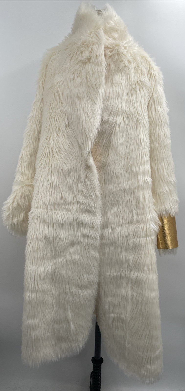 AKIRA Women’s IYKYK Faux Fur Trim Belted Trench Coat Metallic Golden Year Size S