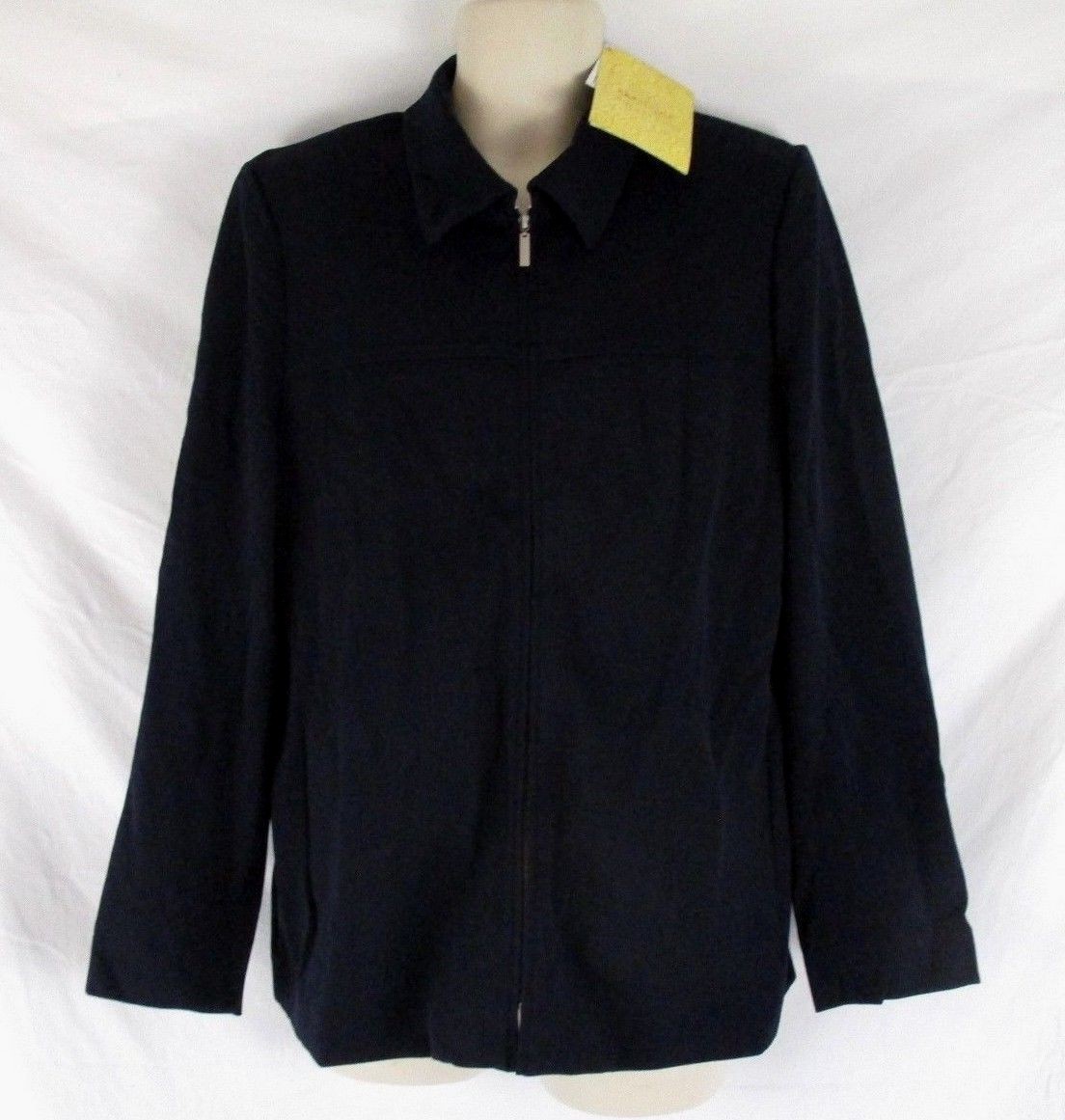 Dialogue Womens Twin Stretch Jacket Sz 14 Navy Blue Zip Long Sleeve AA409 NWT