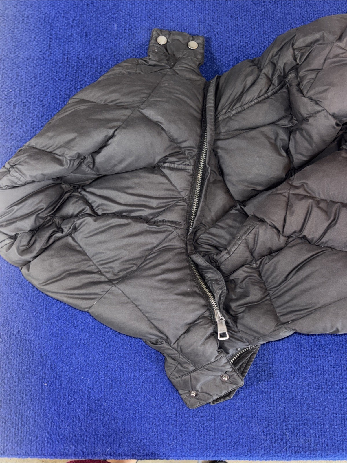 Woman’s BURBERRY BRIT Black Nylon Hooded Puffer Jacket Coat Size S, Used Cond.