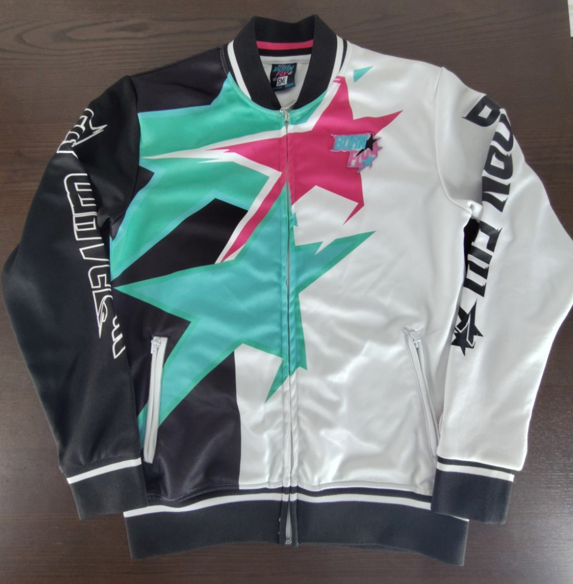 Born Fly Multicolor Stars Graphic Print Full Zip Long Sleeve Jacket Size S ST48