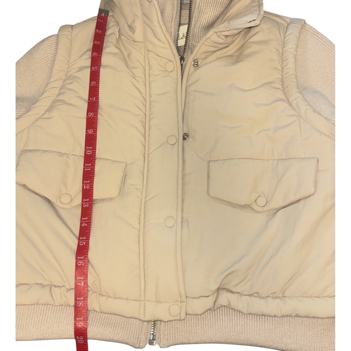 BLANKNYC Sz M Coat Jacket Moto Beige Naturals Boho Layered Pockets Zipper Button