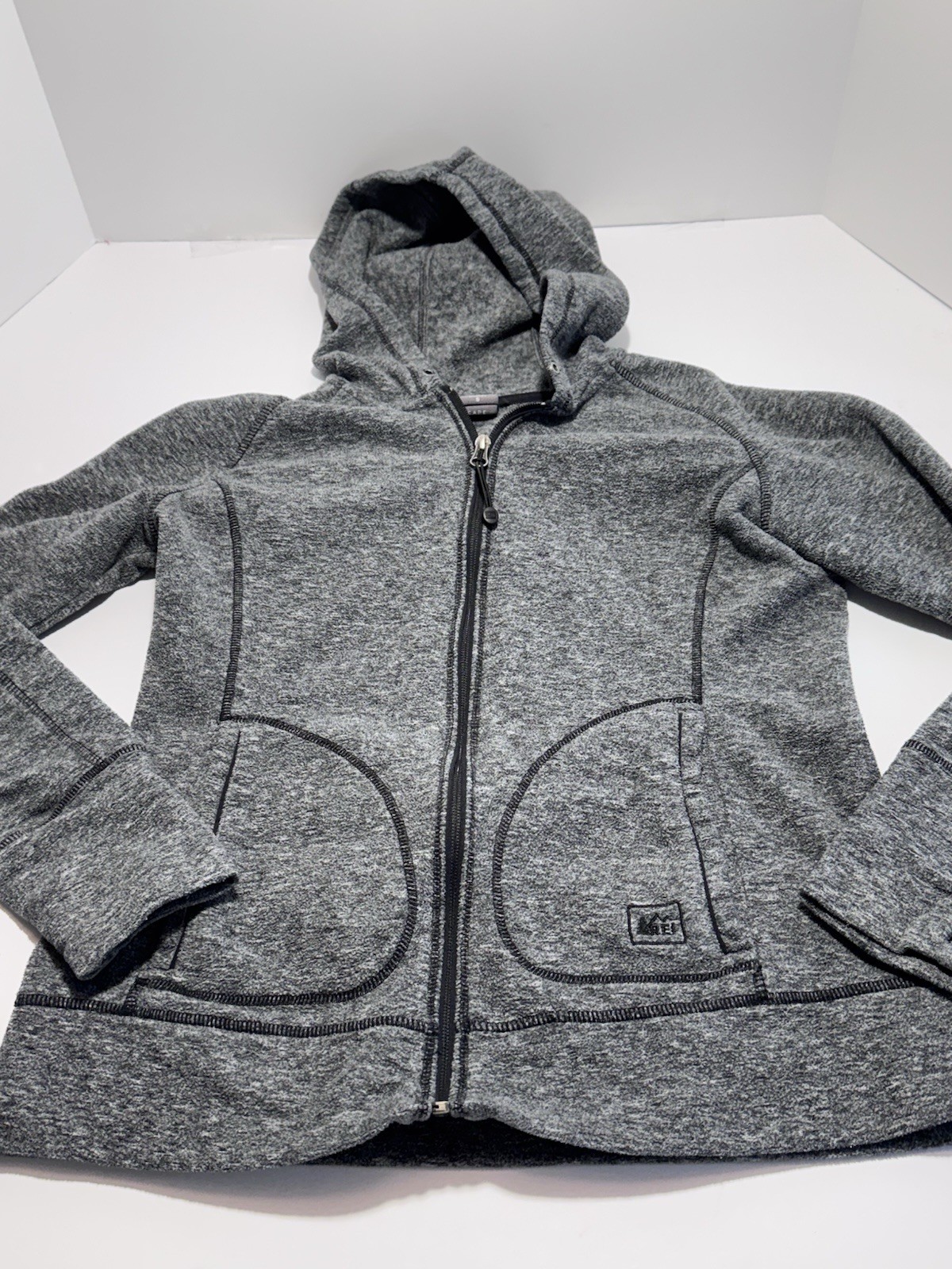 REI Fleece Jacket Womens Size Small Gray L/S Zip Up Hoodie Coat N152