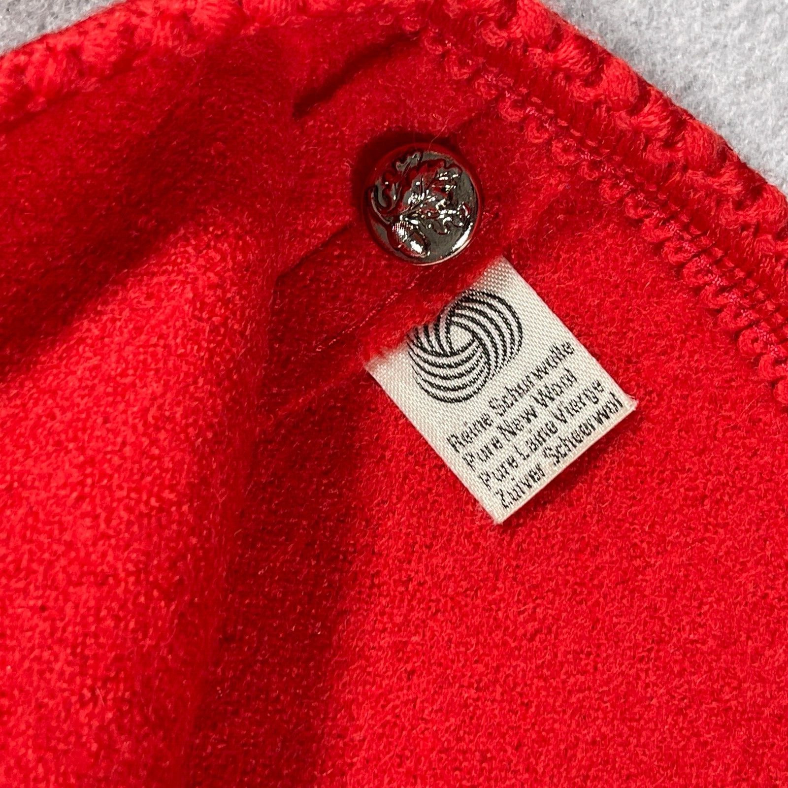 Vintage European Wool Cardigan Women US 8 Red Button Front Knit Classic Cozy