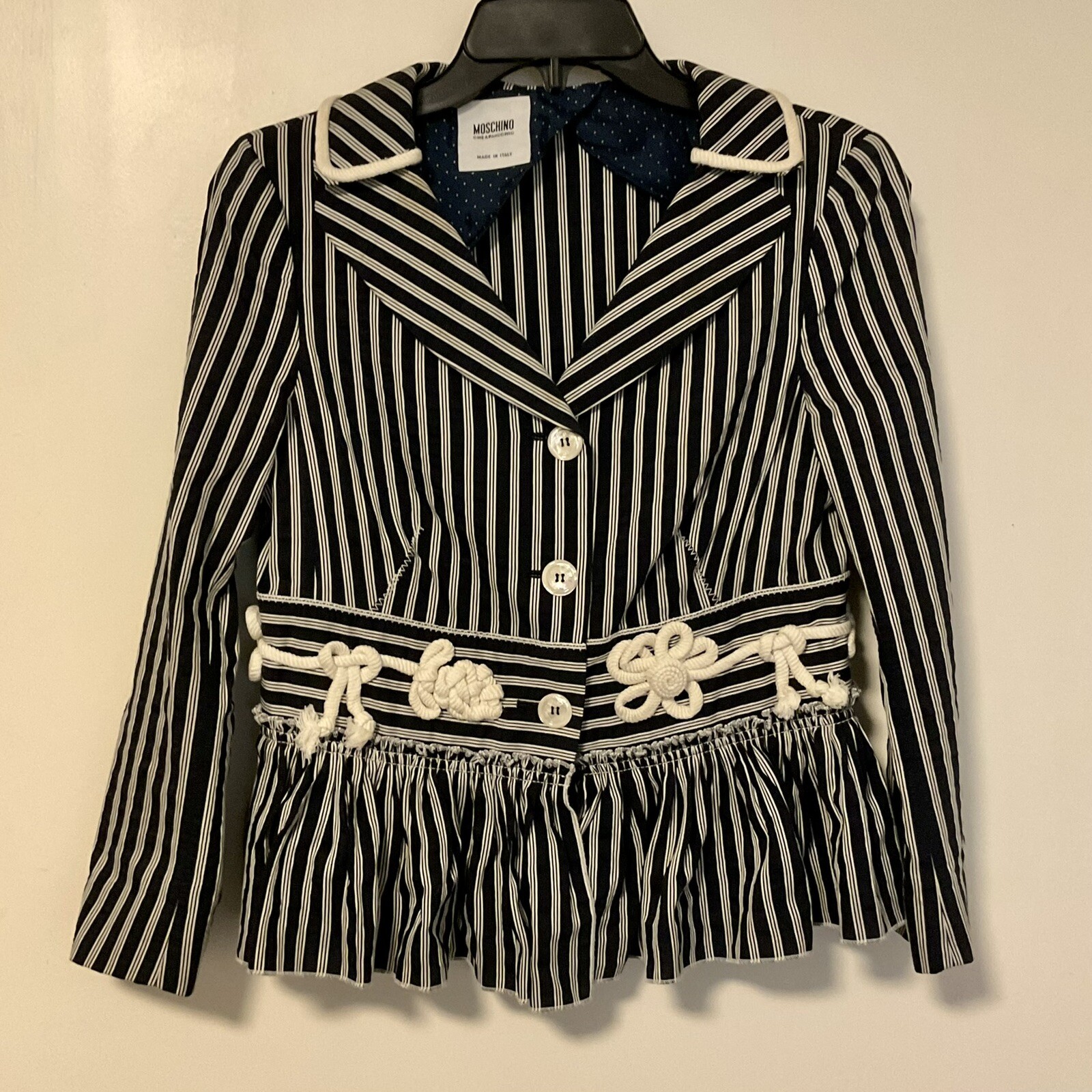 MOSCHINO Cheap and Chic Vintage Women’s Striped Jacket Embellished Size 8