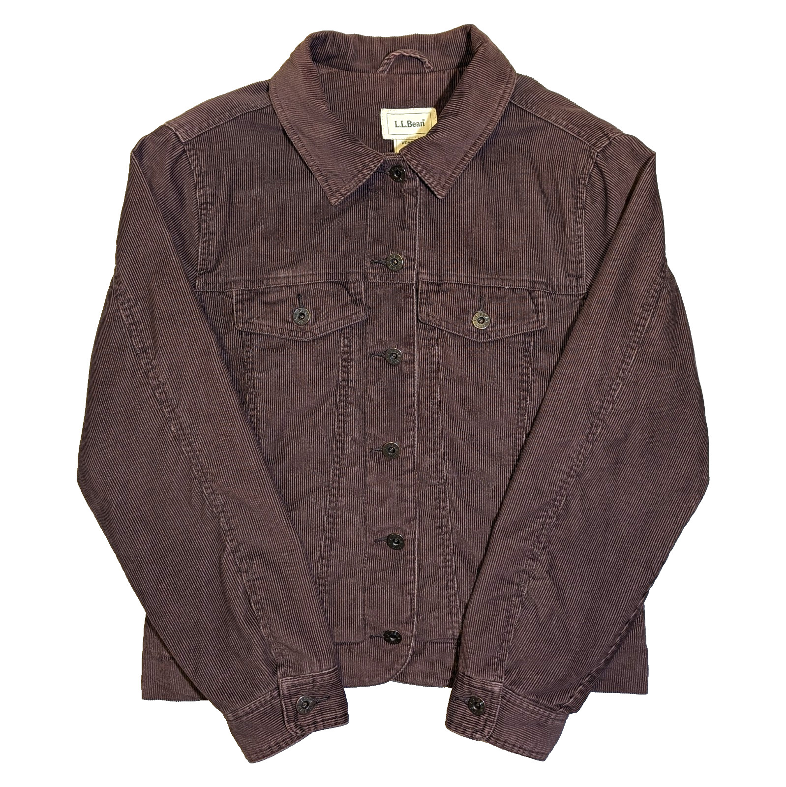 VTG 90’s LL Bean Corduroy Trucker Jacket Women’s Small Brown Lined Buttons EUC