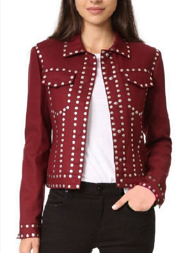Prime Quality Women Studded Maroon Cotton Jacket/USA Seller
