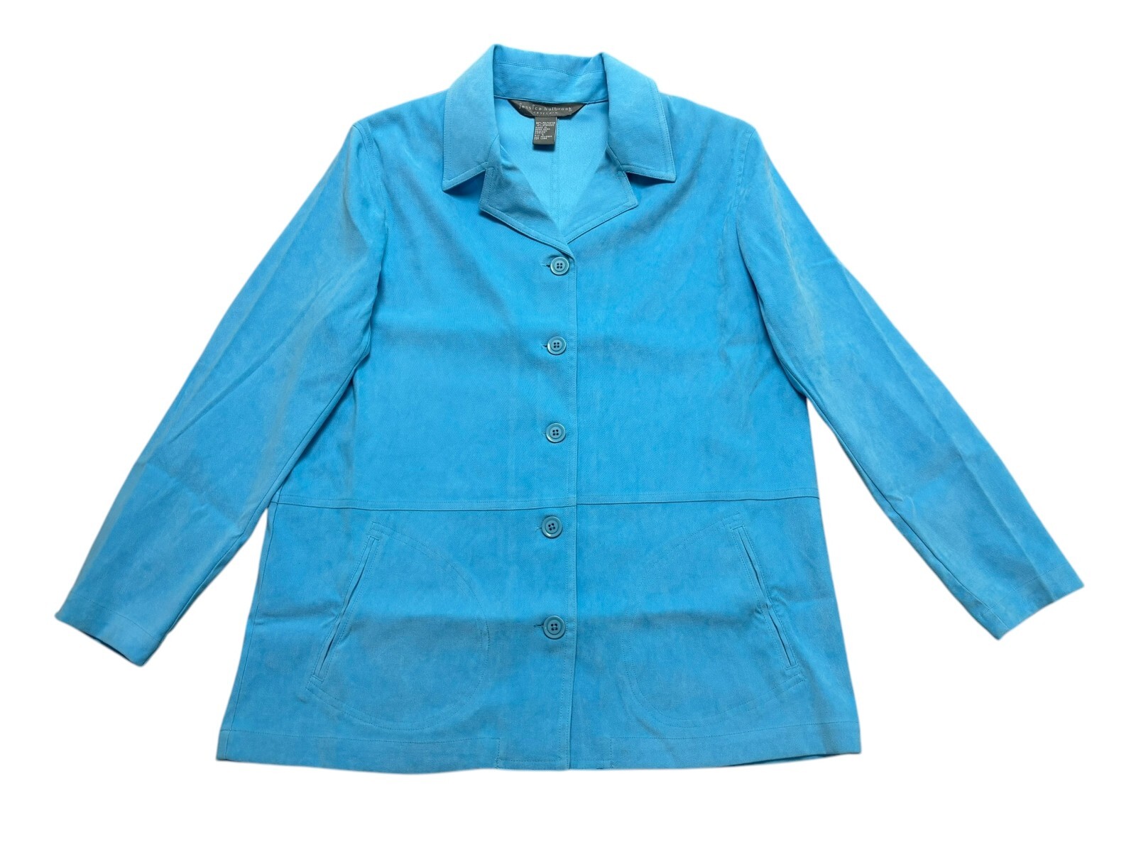 Jessica Holbrook easycare Blue Button Up Front Collared Blouse/ Shacket Small