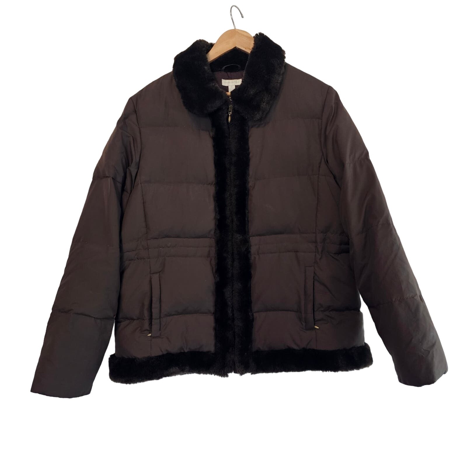 Charter Club Jacket Womens XL Brown Down and Duck Feathers Quilted Winter Warm