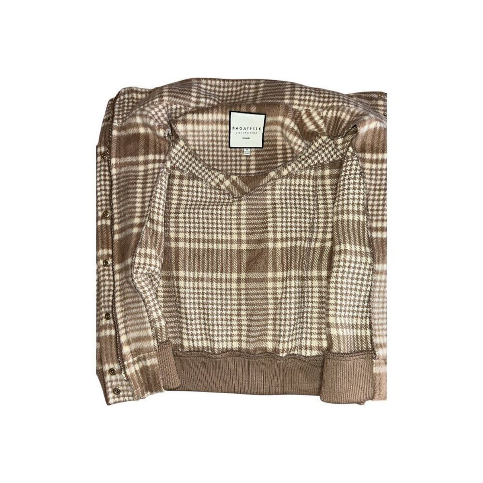 Bagatelle Collection New York Wool Plaid Bomber Jacket Size Medium