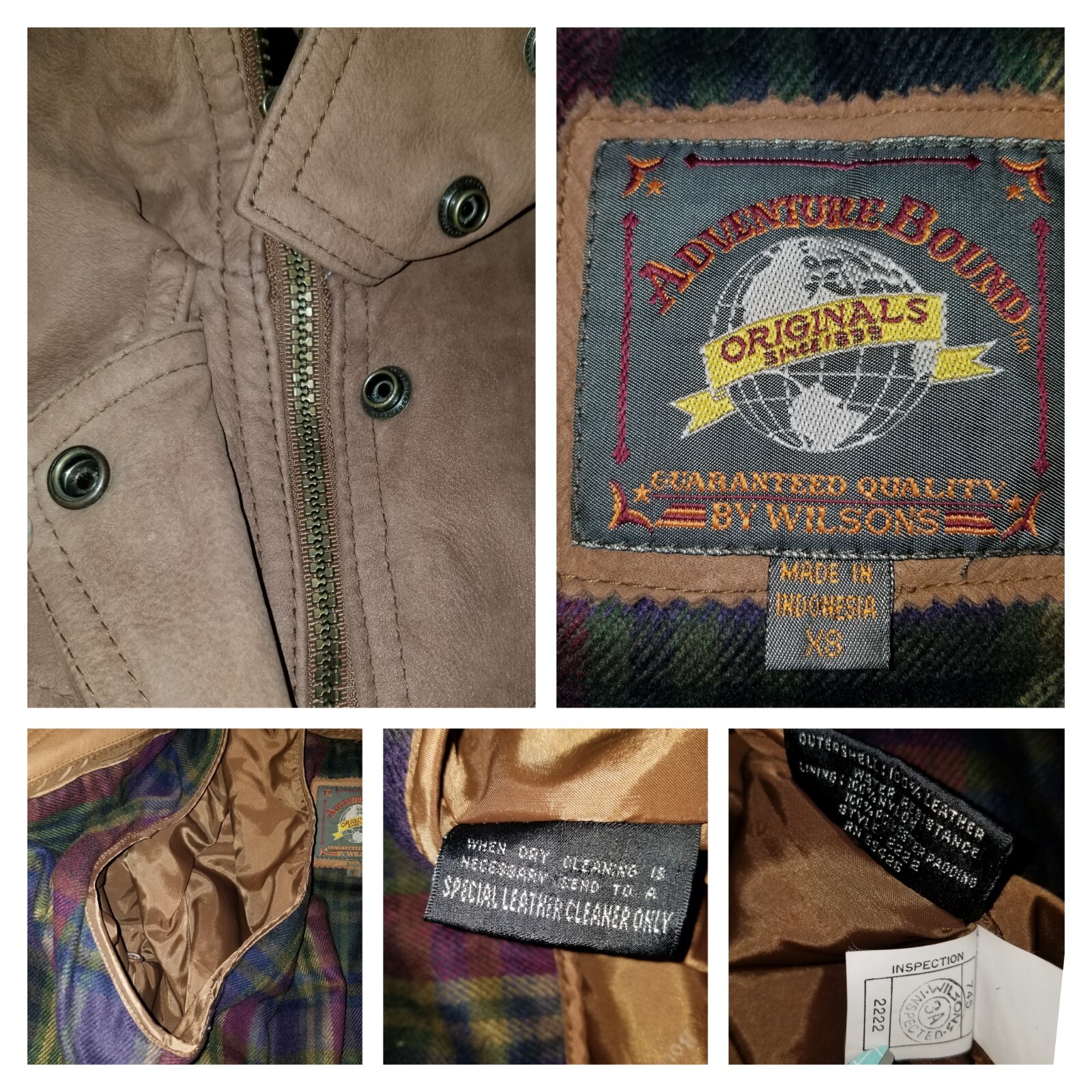 Adventure Bound Wilsons Leather Jacket Womens XS Brown Hooded Bomber Soft Heavy