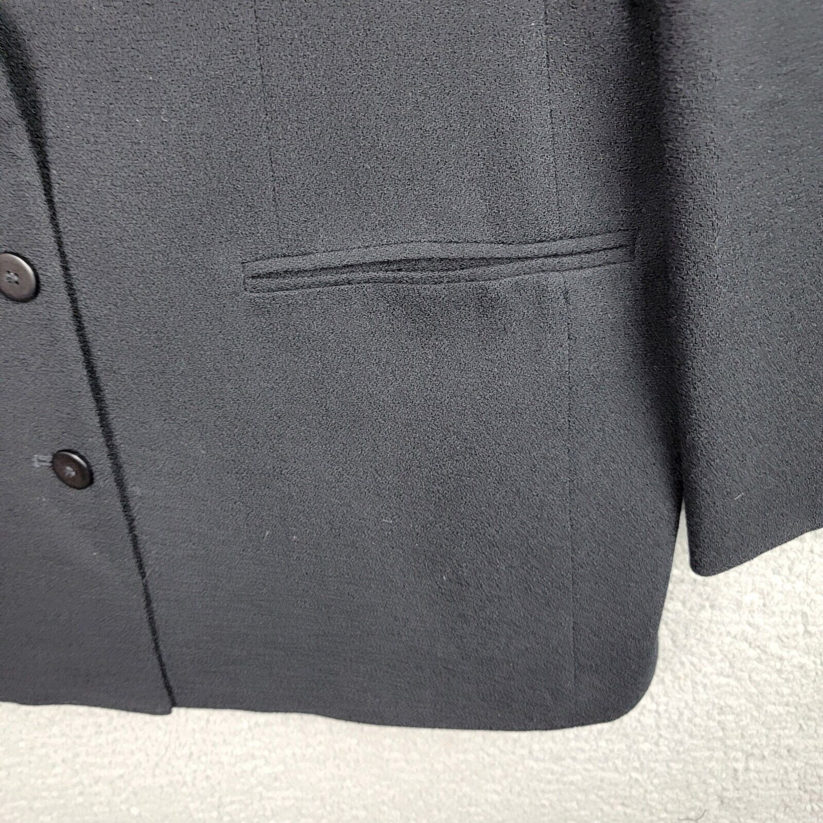 Jones New York Womens Blazer 10 Black Worsted Wool Made In USA Classic Longline