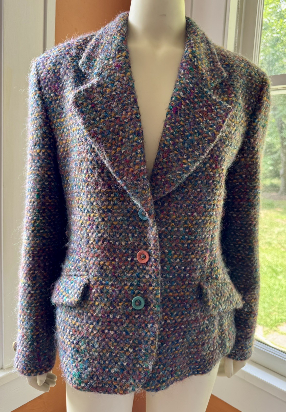 Barry Bricken VTG colorful Mohair Blend Textured Tweed Blazer Jacket
