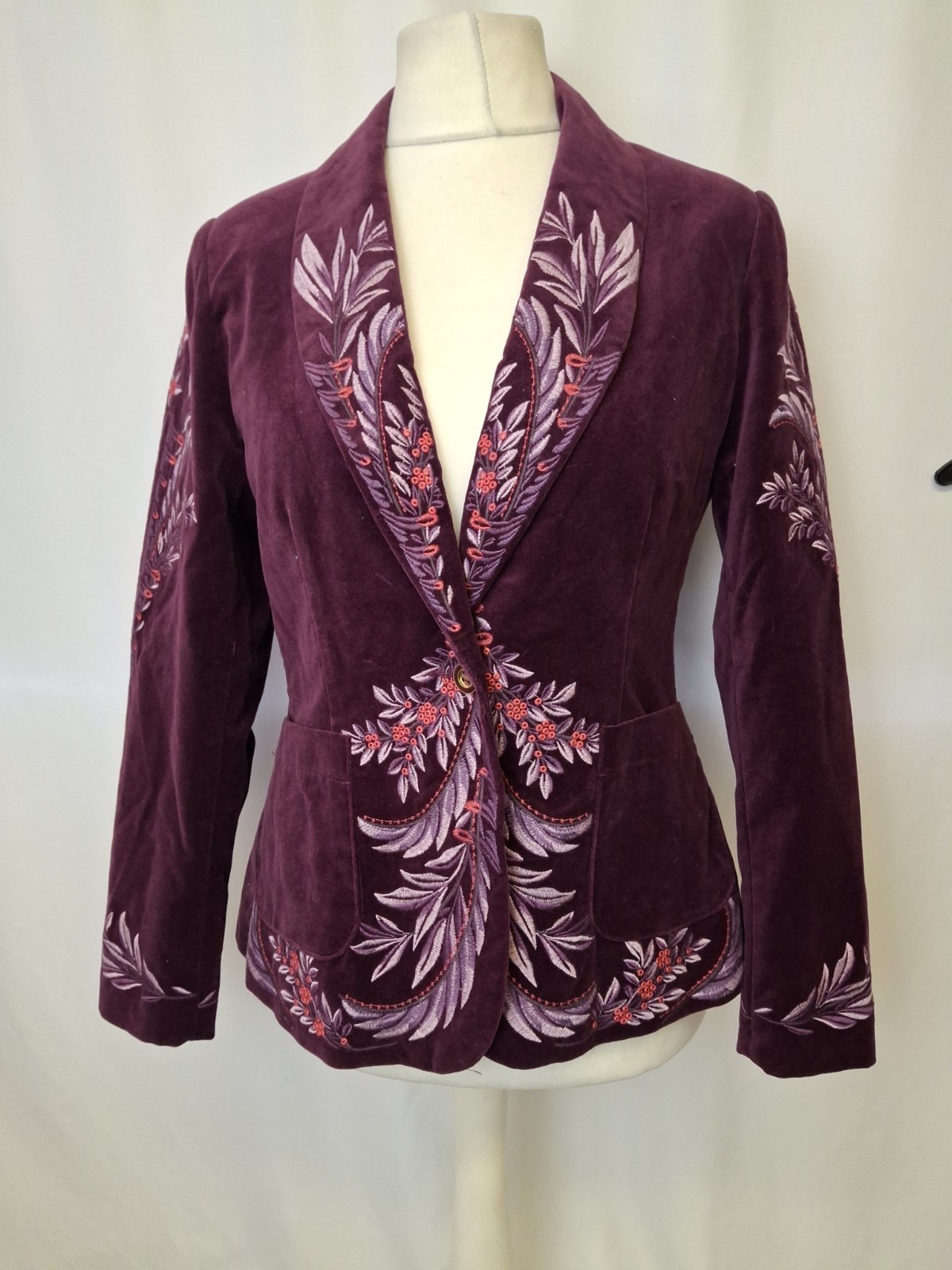 Joe Browns Women’s Boutique Embroidered Single Breasted Velvet Blazer UK12 E5529