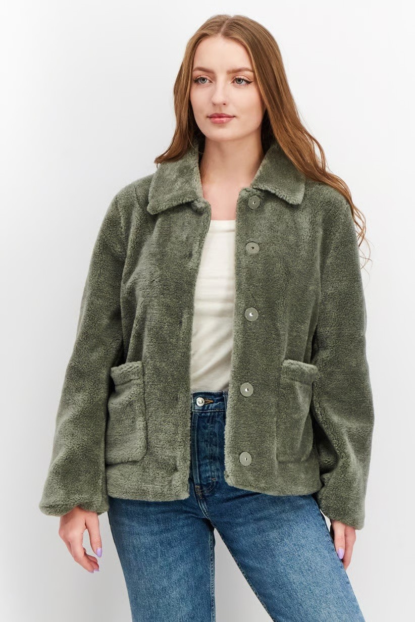 Rebecca Minkoff Green Teddy Harley Sherpa/ Size Large