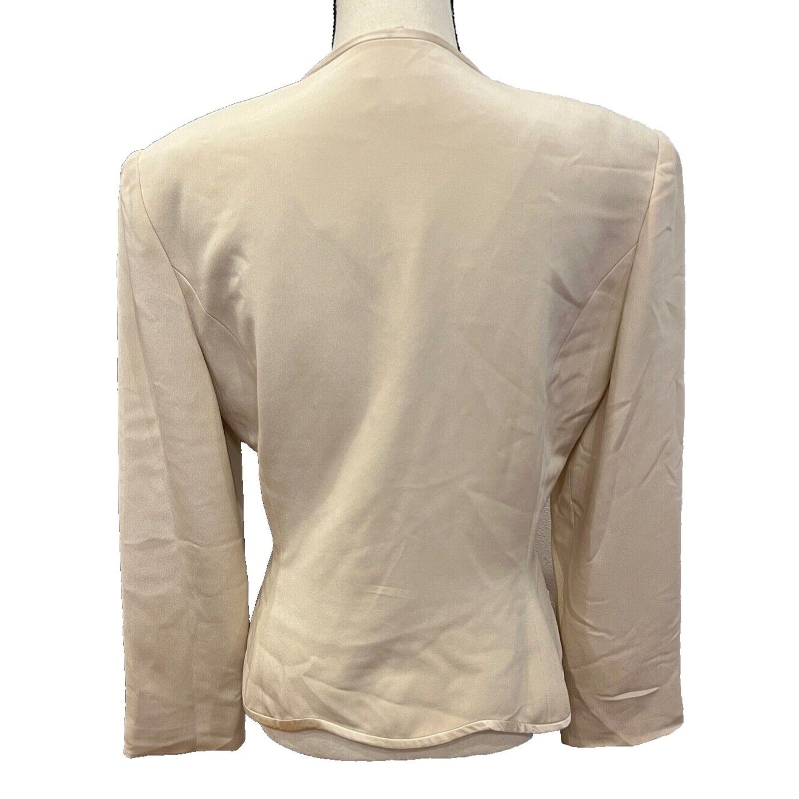 VTG Rimini by Shaw Silk Blazer Jacket Ivory Beaded Lined Elegant Womens Size 14