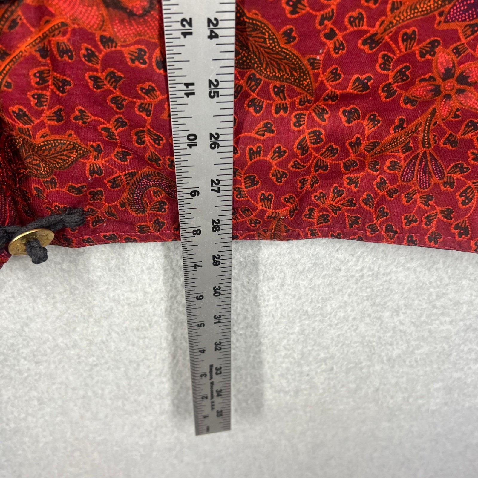 Asiacraft Textiles Kimono Jacket Womens M Red Batik Floral Cotton Frog Closure