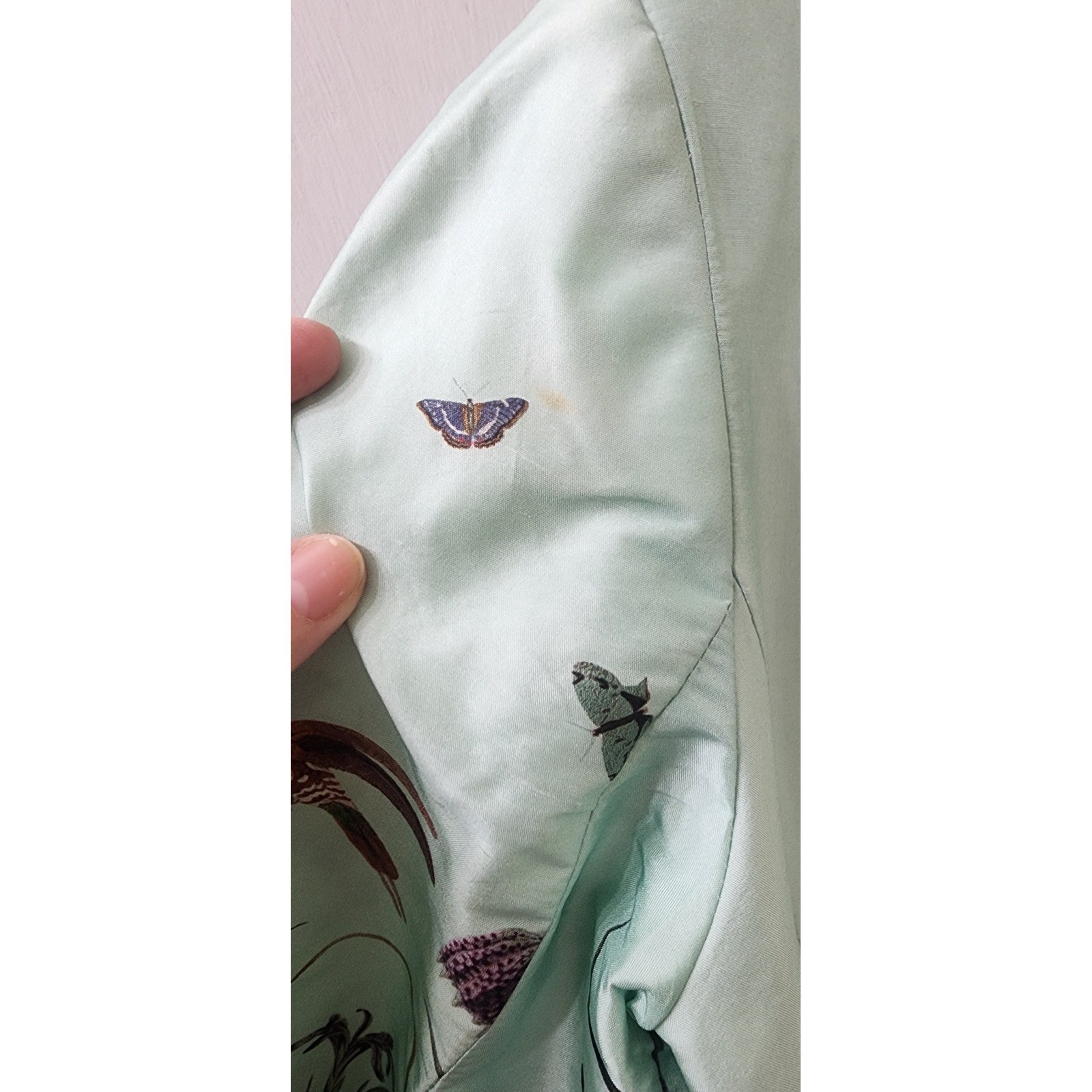 Gramercy Atelier Mint Green Botanical Print Longline Blazer Jacket Womens 6