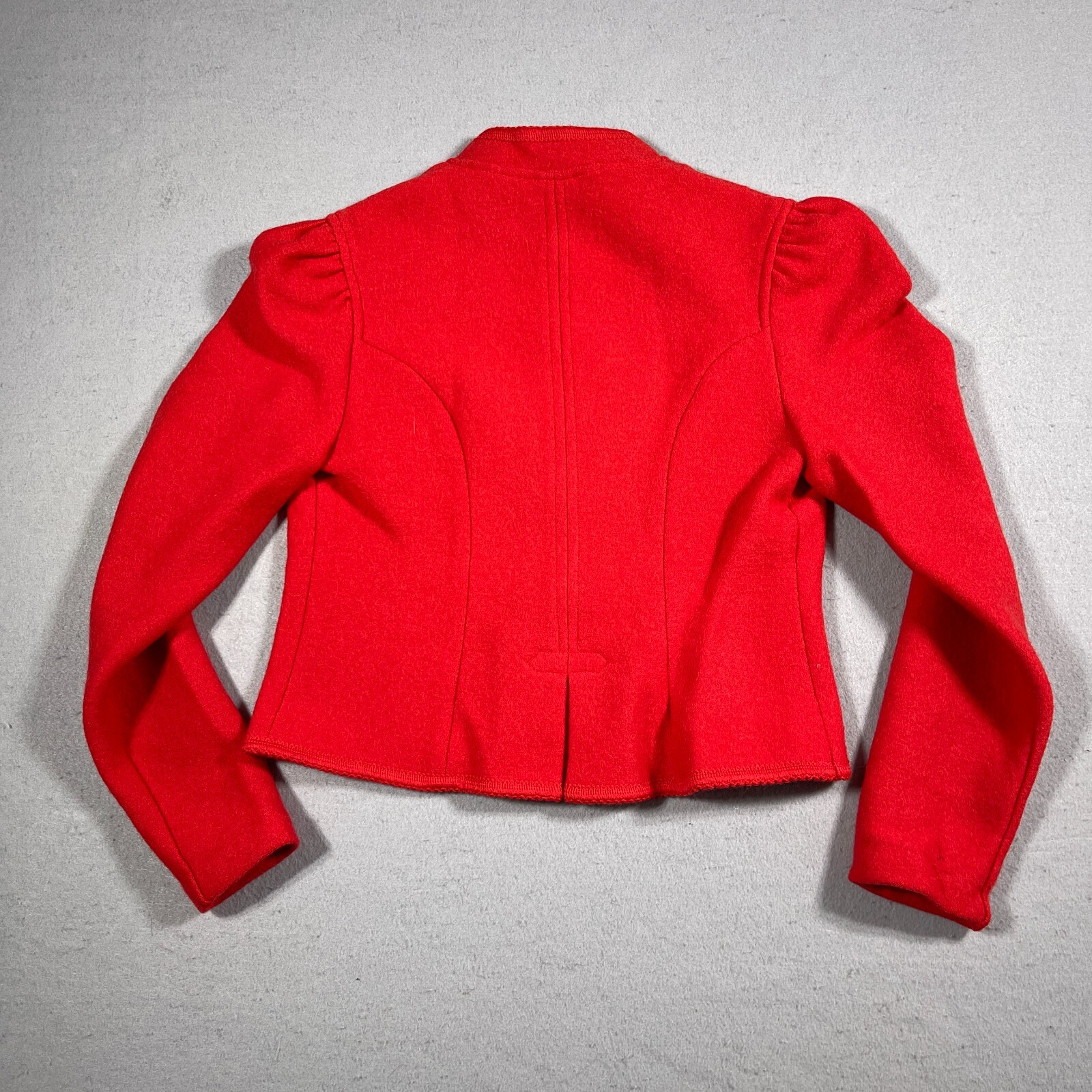 Vintage European Wool Cardigan Women US 8 Red Button Front Knit Classic Cozy