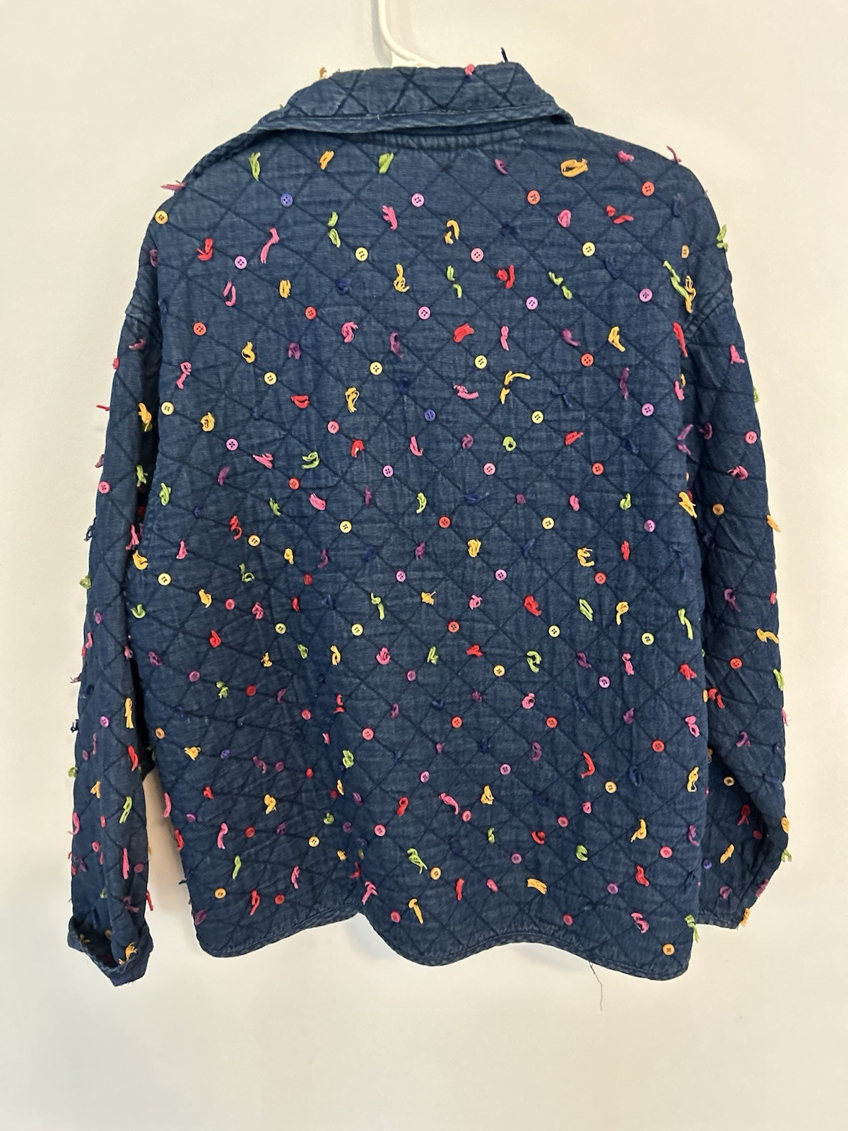 Vintage 1990s Quilted Denim Jacket Keren Hart large