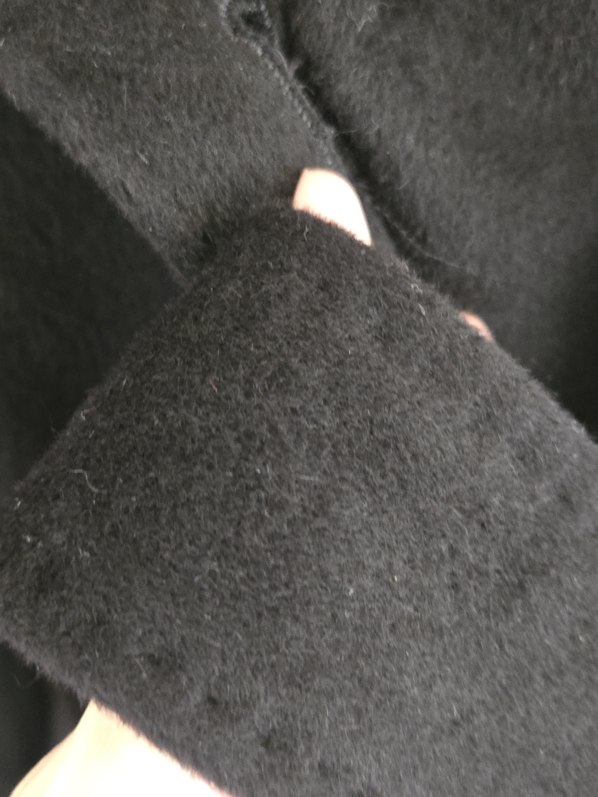 Jaeger full length long wool coat Angora rabbit fur soft smooth belt S black