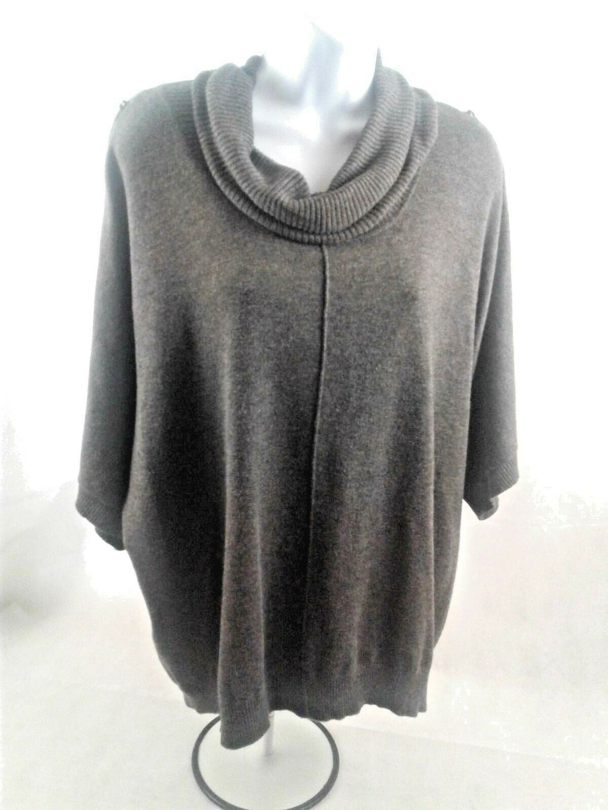 United States Sweaters Womens Sweater w/Cowl Ribbed Neck & Sleeve Zippers XL