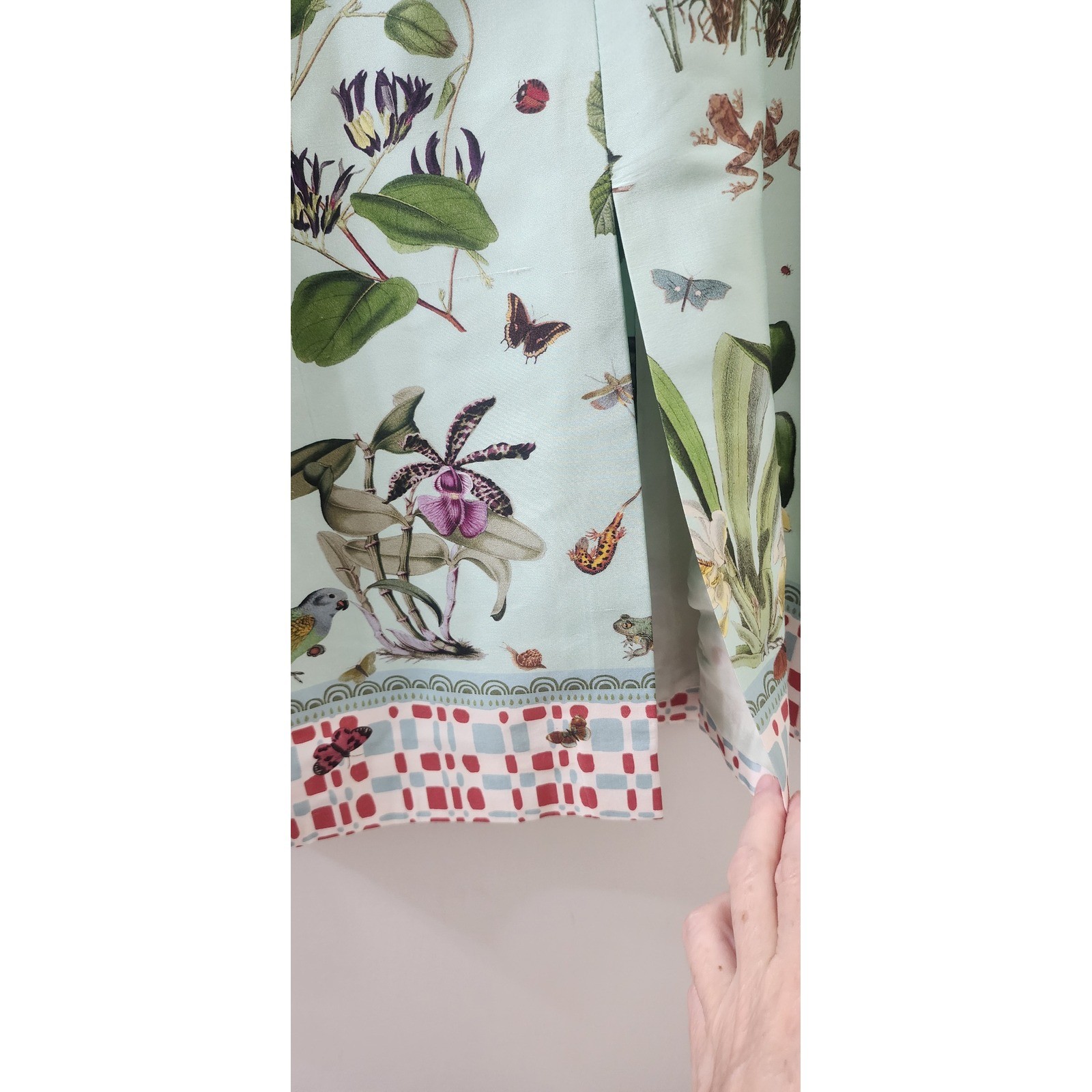 Gramercy Atelier Mint Green Botanical Print Longline Blazer Jacket Womens 6