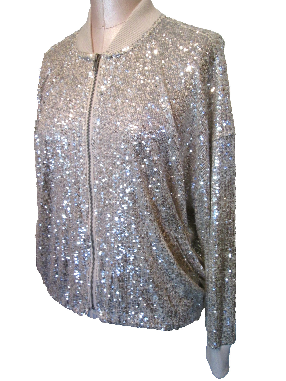 BB DAKOTA STEVE MADDEN CHAMPAIGN SEQUINS ZIP JKT DRAWSTRING SZ L EXCLNT COND!