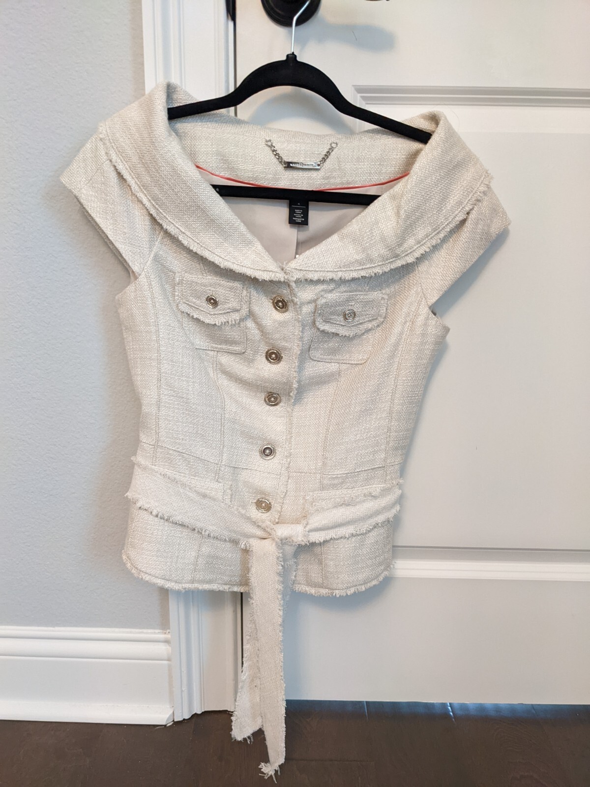 White House Black Market Women’s Belted Short Sleeve Portrait Jacket Size 4