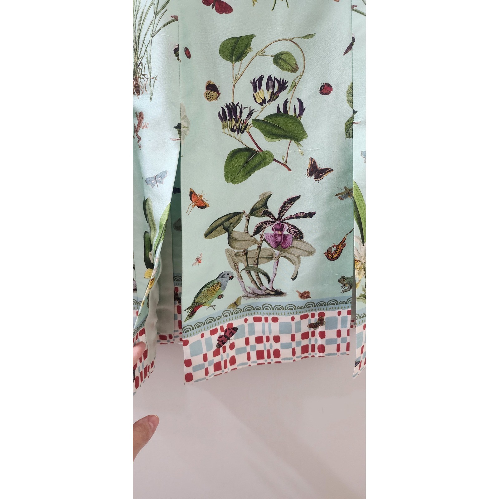Gramercy Atelier Mint Green Botanical Print Longline Blazer Jacket Womens 6