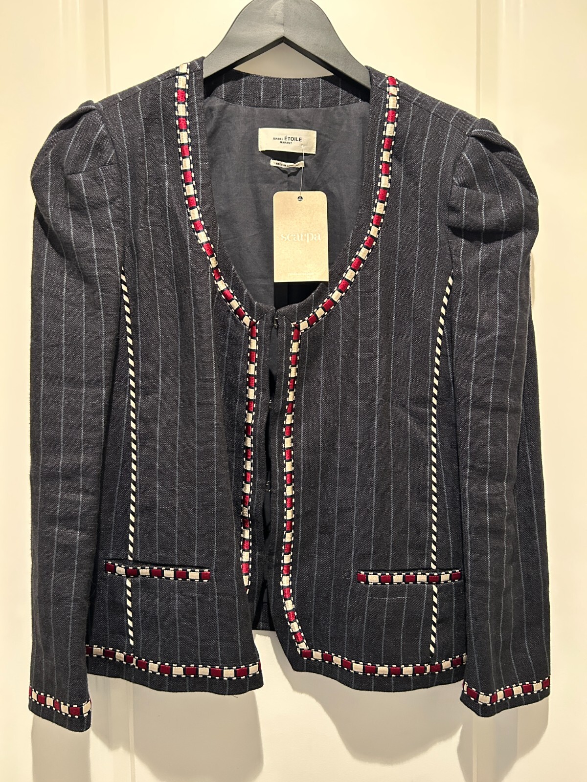 ISABEL MARANT NWT Etoile Jilo Jacket Embroidery Detail 100% Linen Sz6