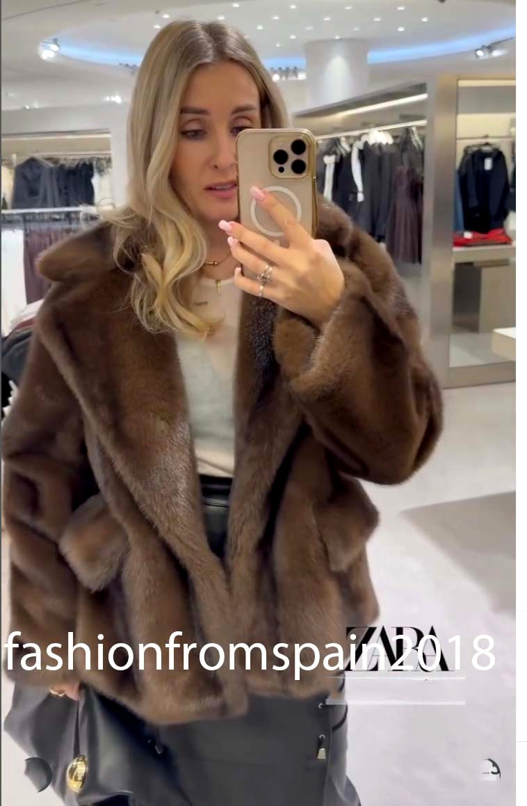 ZARA NEW WOMAN SHORT FAUX FUR COAT DARK BROWN XS-XXL 1255/880/716
