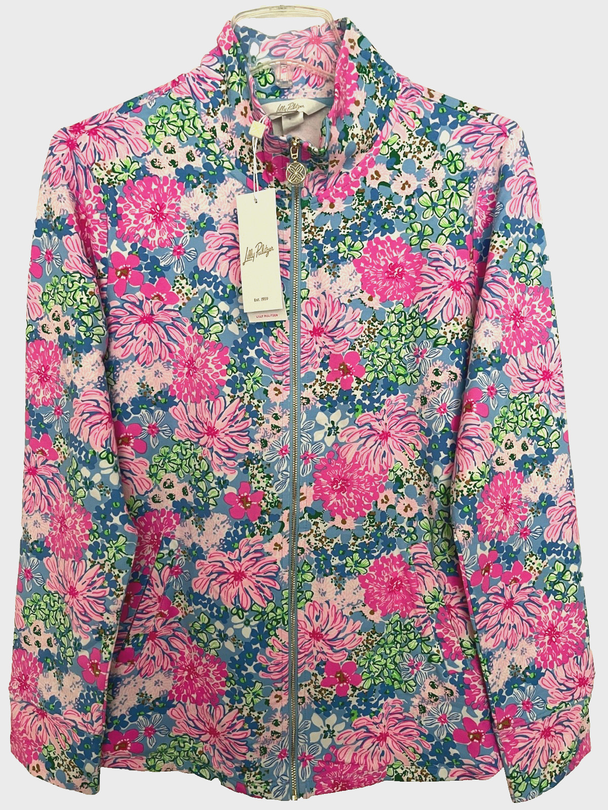 NWT LILLY PULITZER SIZE MEDIUM BLUE GREEN & PINK LEONA JACKET