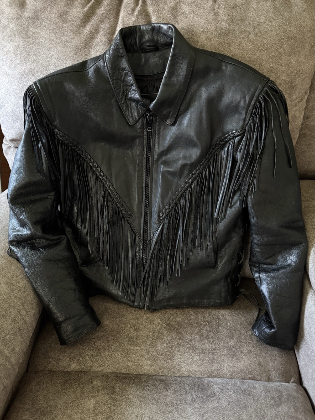 Leather Fringe Jacket, Women’s Small