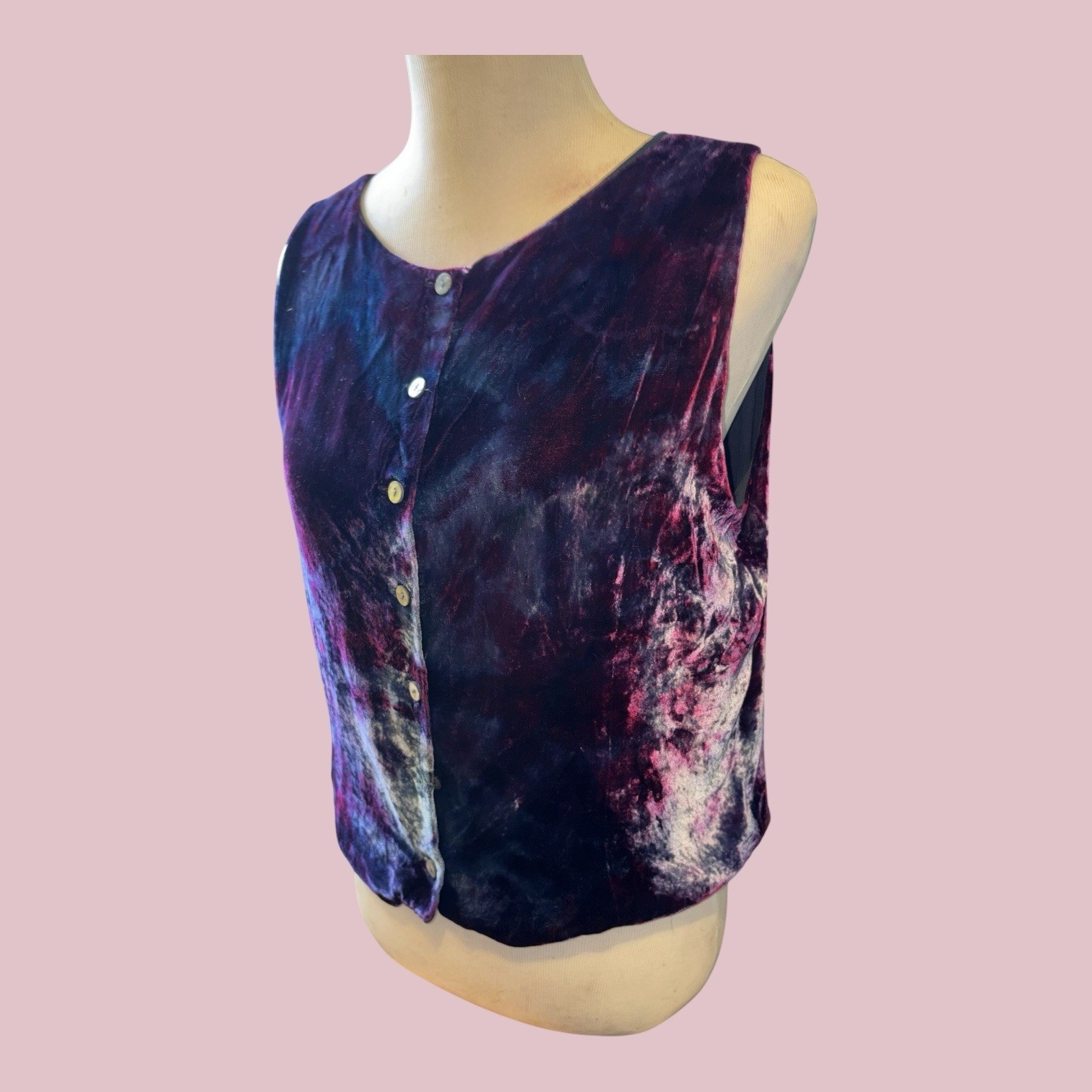 Tie Dyed Vest Sleeveless Button Down Shirt Size 10