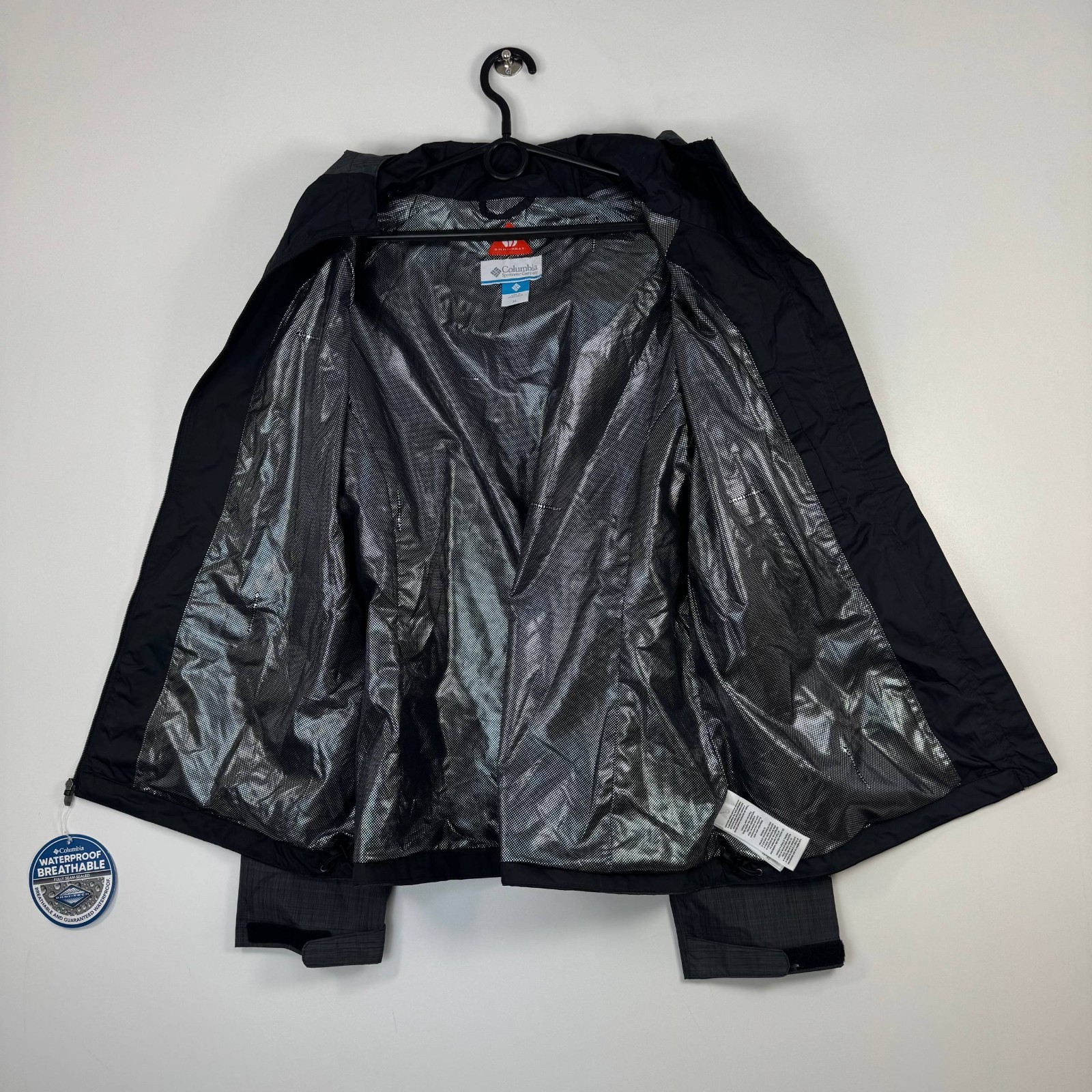 NWT Columbia Waterproof Breathable Jacket Black Gray Women XL