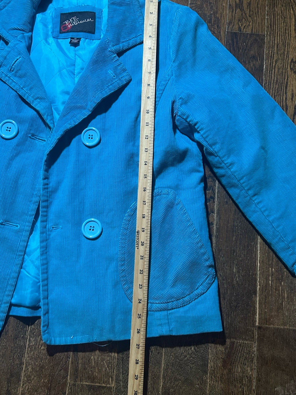 BKE Buckle Womens Xl Blue Corduroy Jacket 100% Cotton front Pockets Button Y2K