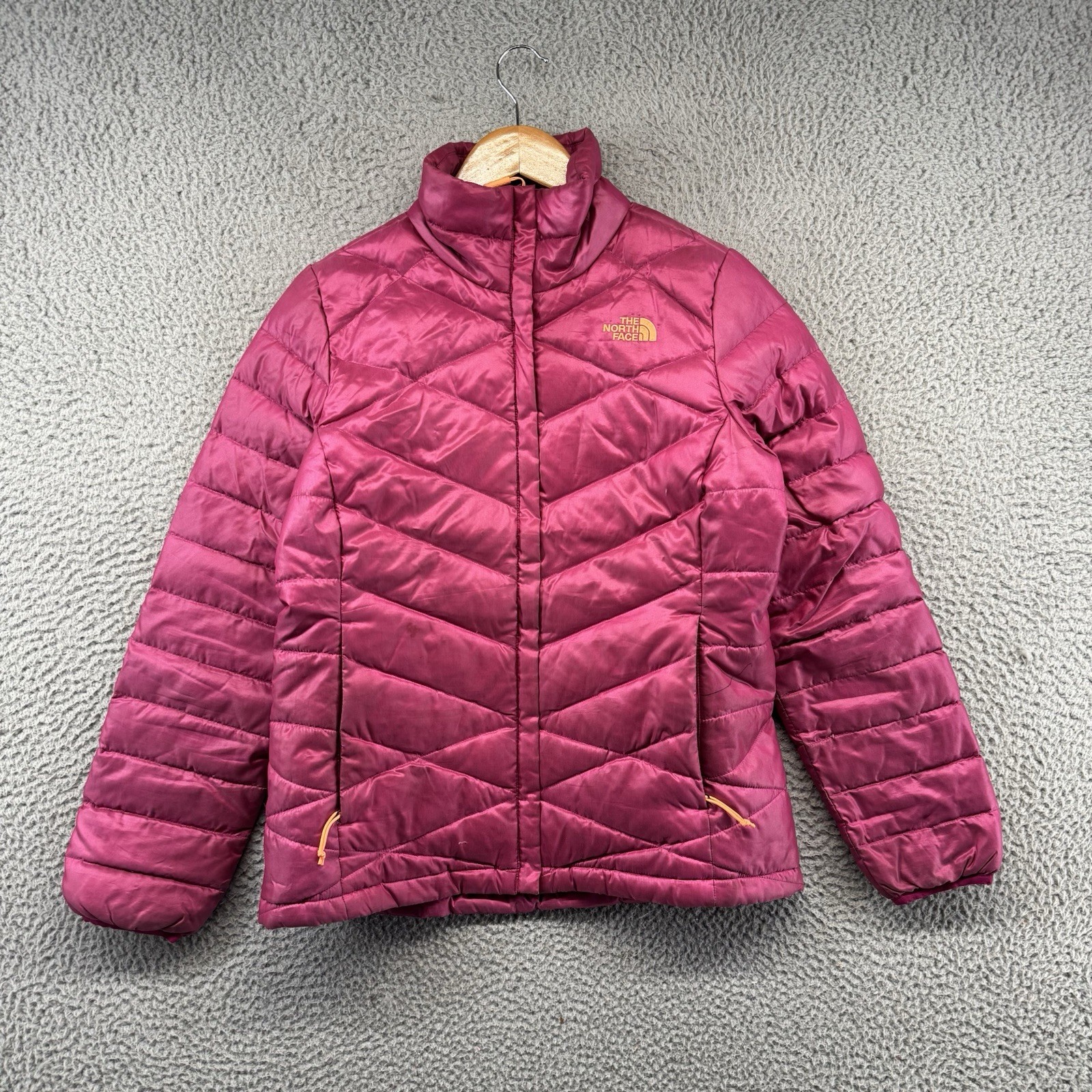 The North Face Puffer Jacket Womens Medium Pink Goose Down Fill 550 Quilted