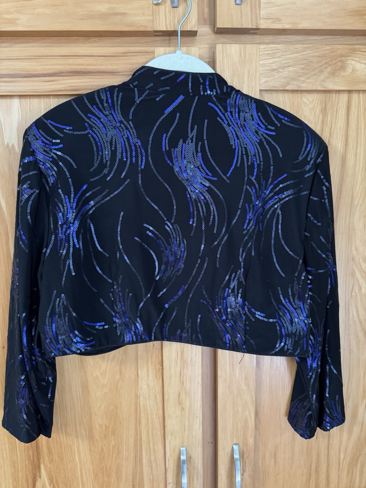 Alex Evenings Blk Evening Jacket With Blue & Blk Sequins Women’s Sz 16 Formal